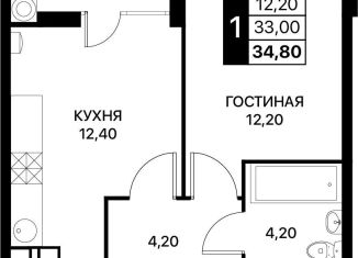 1-ком. квартира на продажу, 34.8 м2, Ростов-на-Дону