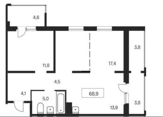 Продается 3-комнатная квартира, 68.9 м2, Новосибирск, метро Площадь Маркса