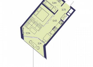 Продаю 1-комнатную квартиру, 37.7 м2, посёлок городского типа Ливадия