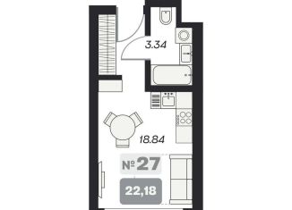 Продажа квартиры студии, 22.2 м2, Новосибирск, площадь Карла Маркса, метро Речной вокзал