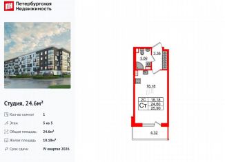 Продажа квартиры студии, 24.6 м2, Санкт-Петербург, муниципальный округ Пулковский Меридиан