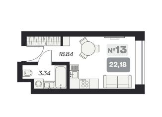 Квартира на продажу студия, 22.2 м2, Брянская область, площадь Карла Маркса