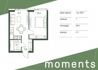 Продается 1-ком. квартира, 36.4 м2, Москва, жилой комплекс Моментс, к2.1, район Щукино