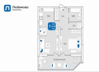 1-ком. квартира на продажу, 49.1 м2, Краснодарский край, микрорайон Любимово, 7