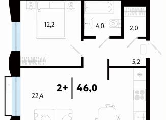 Продаю двухкомнатную квартиру, 46.1 м2, Тюмень