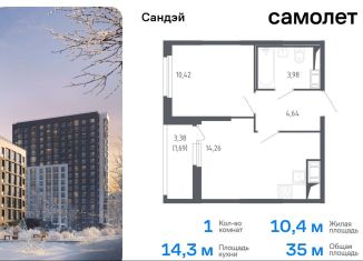 Продажа однокомнатной квартиры, 35 м2, Санкт-Петербург, метро Проспект Ветеранов, жилой комплекс Сандэй, 7.2