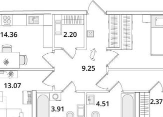 Трехкомнатная квартира на продажу, 83.4 м2, Санкт-Петербург, Кубинская улица, 82к3с1, метро Звёздная