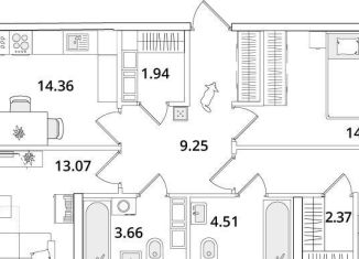 Продается трехкомнатная квартира, 82.9 м2, Санкт-Петербург, Кубинская улица, 82к3с1, метро Звёздная