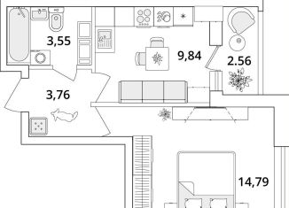 Продается 1-комнатная квартира, 33.2 м2, Санкт-Петербург, Кубинская улица, 82к3с1, метро Звёздная