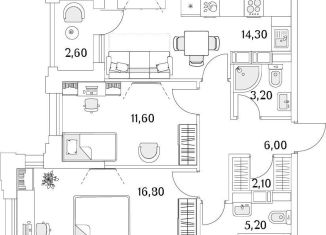 Двухкомнатная квартира на продажу, 34.1 м2, Санкт-Петербург, Планерная улица, 99, муниципальный округ Юнтолово