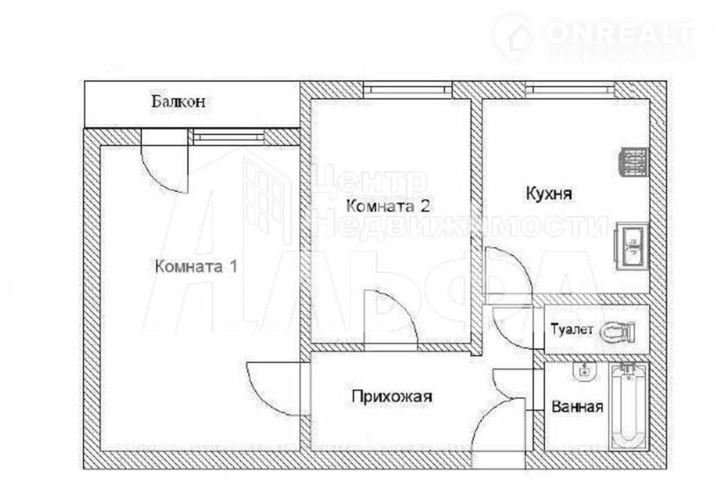 План 2 комнатной квартиры в панельном доме 9 этажей